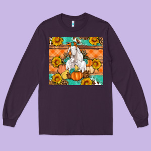 Goat Family Fall Pumpkins Gemstone Long Sleeve Tee Designed By Artiststas