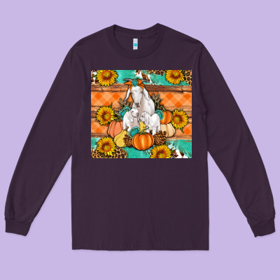 Goat Family Fall Pumpkins Gemstone Long Sleeve Tee Designed By Artiststas
