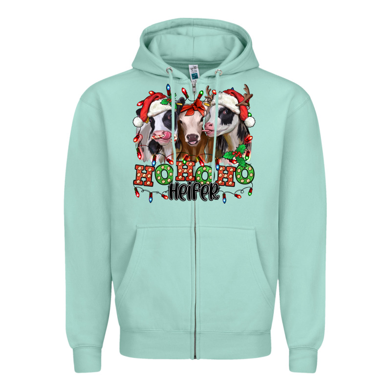 Ho Ho Ho Heifer Christmas Heifers Zipper Hoodie by Jasminsmagicworld | Teevron