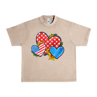French Oak usa flag hearts with sunflower Urban Heavy Tee - HRA Design Shop
