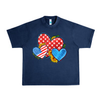 Navy usa flag hearts with sunflower Urban Heavy Tee - HRA Design Shop