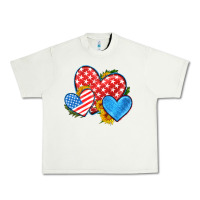 Pistachio usa flag hearts with sunflower Urban Heavy Tee - HRA Design Shop
