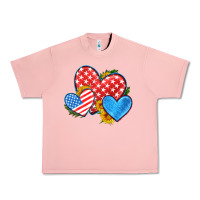 Salmon usa flag hearts with sunflower Urban Heavy Tee - HRA Design Shop