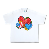 White usa flag hearts with sunflower Urban Heavy Tee - HRA Design Shop