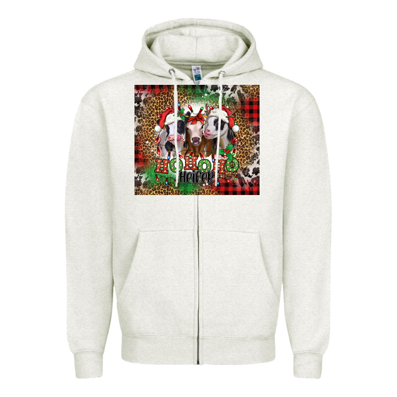 Ho Ho Ho Heifer Christmas Heifers Zipper Hoodie by Jasminsmagicworld | Teevron