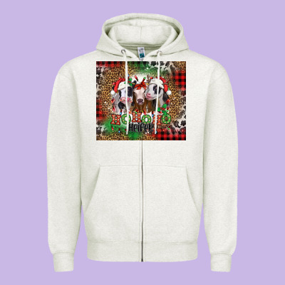 Ho Ho Ho Heifer Christmas Heifers Zipper Hoodie Designed By Jasminsmagicworld