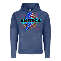 Vintage Denim America with lightning bolt Vintage Hoodie - Zillion Design Studio