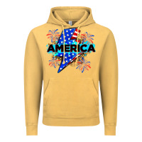 Vintage Mustard America with lightning bolt Vintage Hoodie - Zillion Design Studio