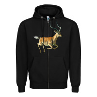 Black Impala Antelope Illustrations Zipper Hoodie - LillyAllenDesigns