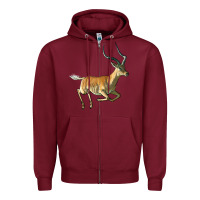 Burgundy Impala Antelope Illustrations Zipper Hoodie - LillyAllenDesigns