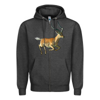 Charcoal Heather Impala Antelope Illustrations Zipper Hoodie - LillyAllenDesigns