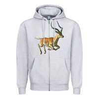 Heather Grey Impala Antelope Illustrations Zipper Hoodie - LillyAllenDesigns
