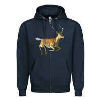 Navy Impala Antelope Illustrations Zipper Hoodie - LillyAllenDesigns