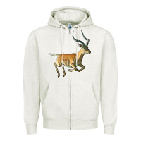 Oatmeal Heather Impala Antelope Illustrations Zipper Hoodie - LillyAllenDesigns