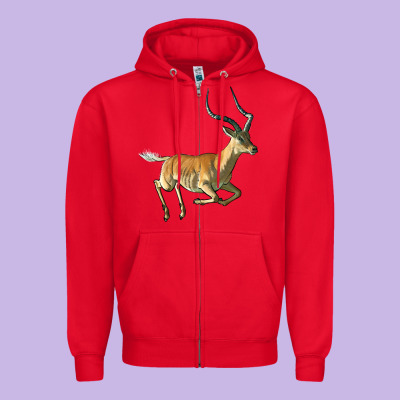 Impala Antelope Illustrations Zipper Hoodie Designed By Lillyallendesigns