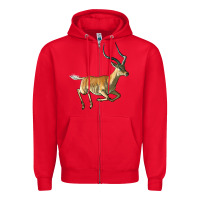 Red Impala Antelope Illustrations Zipper Hoodie - LillyAllenDesigns