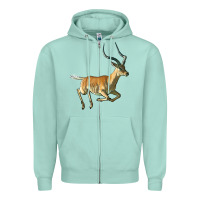 Seafoam Impala Antelope Illustrations Zipper Hoodie - LillyAllenDesigns