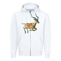 White Impala Antelope Illustrations Zipper Hoodie - LillyAllenDesigns