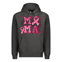 Charcoal Heather Breast Cancer Awareness mama ribbon Premium Hoodie - LillyAllenDesigns