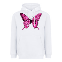White Floral pink butterfly Heavyweight Hoodie - NancyCooperArtShop