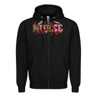 Black valentines day nurse Zipper Hoodie - NancyCooperArtShop