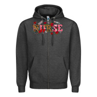 Charcoal Heather valentines day nurse Zipper Hoodie - NancyCooperArtShop