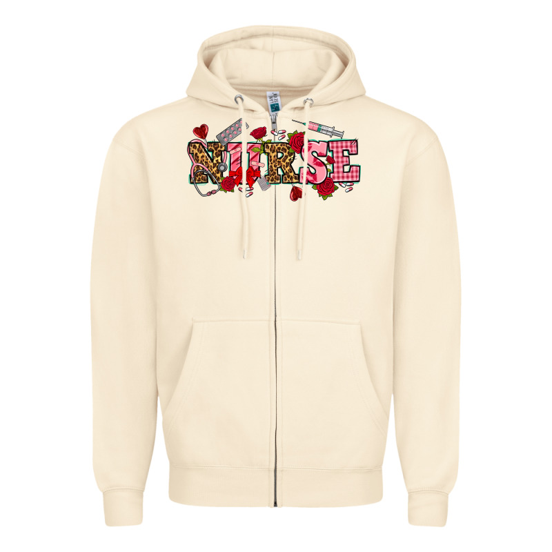 Valentines Day Nurse Zipper Hoodie by NancyCooperArtShop | Teevron