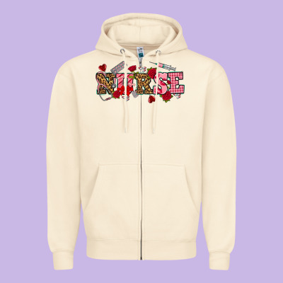 Valentines Day Nurse Zipper Hoodie Designed By Nancycooperartshop
