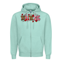Seafoam valentines day nurse Zipper Hoodie - NancyCooperArtShop