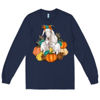 Navy Goat family fall pumpkins gemstone Long Sleeve Tee - Artiststas