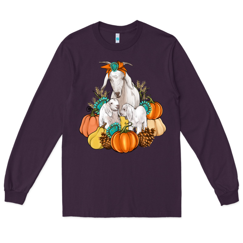 Goat Family Fall Pumpkins Gemstone Long Sleeve Tee by Artiststas | Teevron