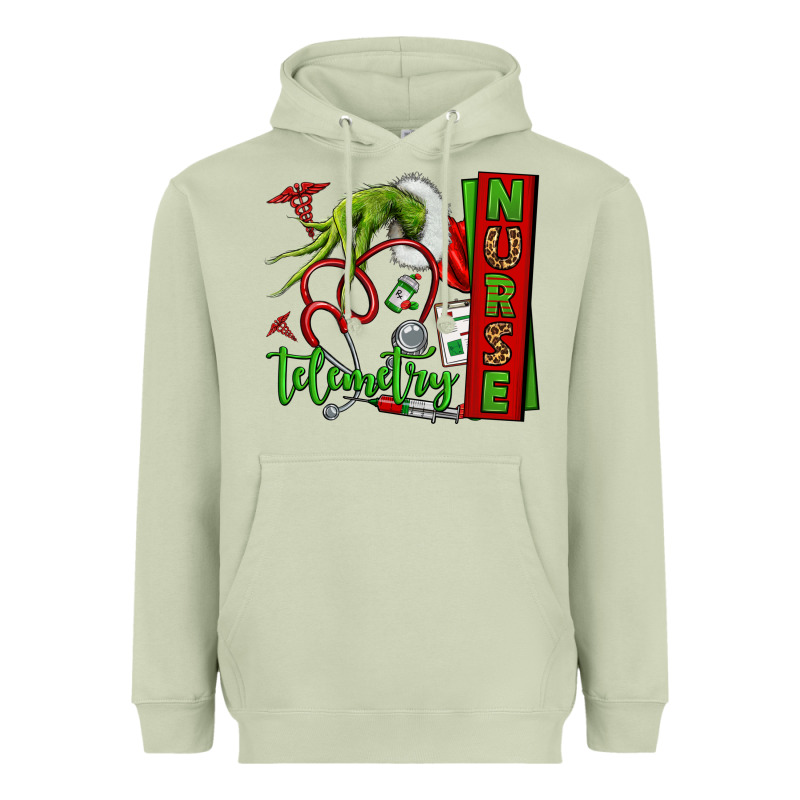 Grinch Hand Telemetry Nurse Heavyweight Hoodie by NancyCooperArtShop | Teevron