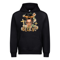 Black Gray Hair Believe Praying Caucasian Messy Bun Urban Hoodie - texasbilliewilder
