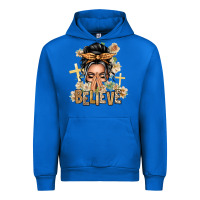 Cobalt Gray Hair Believe Praying Caucasian Messy Bun Urban Hoodie - texasbilliewilder