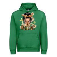 Emerald Gray Hair Believe Praying Caucasian Messy Bun Urban Hoodie - texasbilliewilder