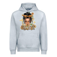 Heather Grey Gray Hair Believe Praying Caucasian Messy Bun Urban Hoodie - texasbilliewilder