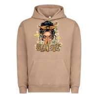 Pigment Burro Gray Hair Believe Praying Caucasian Messy Bun Urban Hoodie - texasbilliewilder