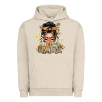 Pigment French Oak Gray Hair Believe Praying Caucasian Messy Bun Urban Hoodie - texasbilliewilder