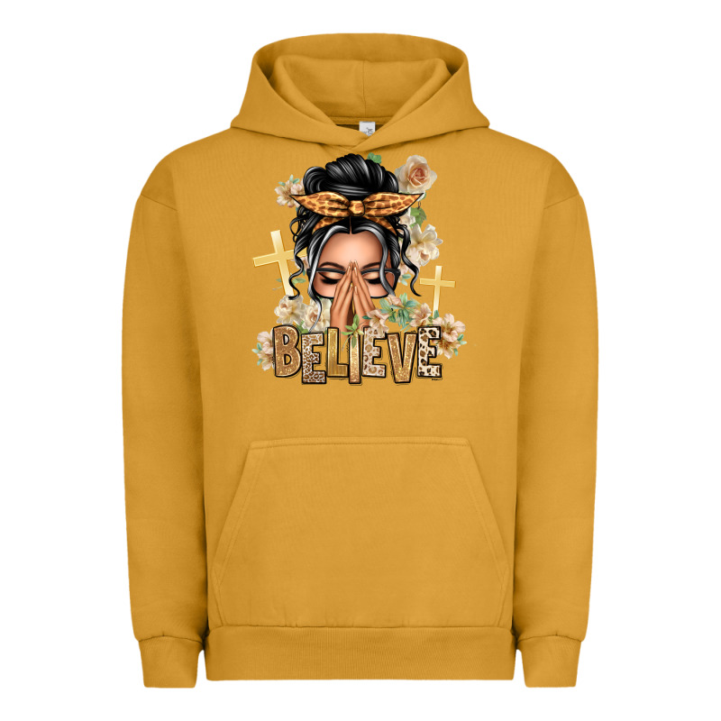 Gray Hair Believe Praying Caucasian Messy Bun Urban Hoodie by texasbilliewilder | Teevron
