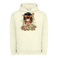 Pigment Pistachio Gray Hair Believe Praying Caucasian Messy Bun Urban Hoodie - texasbilliewilder