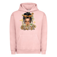 Pigment Salmon Gray Hair Believe Praying Caucasian Messy Bun Urban Hoodie - texasbilliewilder