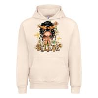 Sandshell Gray Hair Believe Praying Caucasian Messy Bun Urban Hoodie - texasbilliewilder