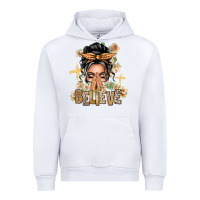 White Gray Hair Believe Praying Caucasian Messy Bun Urban Hoodie - texasbilliewilder