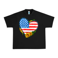 Black usa flag heart with sunflower Urban Heavy Tee - HRA Design Shop