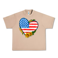 Burro usa flag heart with sunflower Urban Heavy Tee - HRA Design Shop