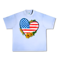 Grape Ice usa flag heart with sunflower Urban Heavy Tee - HRA Design Shop