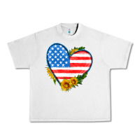 Lunar Rock usa flag heart with sunflower Urban Heavy Tee - HRA Design Shop