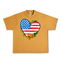 Peanut Butter usa flag heart with sunflower Urban Heavy Tee - HRA Design Shop