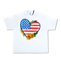 White usa flag heart with sunflower Urban Heavy Tee - HRA Design Shop