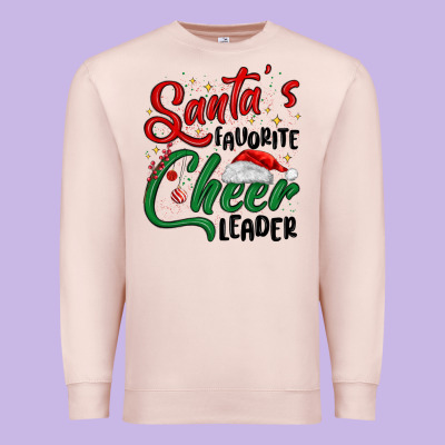 Santa S Favorite Cheer Leader Premium Sweatshirt Designed By Maliassmallbusiness